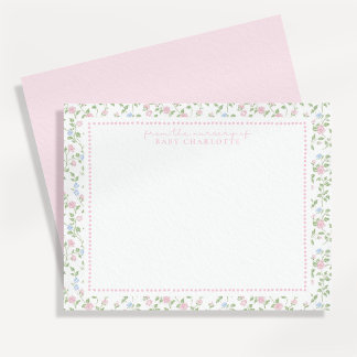 Cottagecore  Floral Baby Nursery Stationery Card 