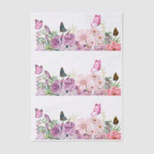 Cottagecore Floral & Butterfly Elements Decoupage Tissue Paper