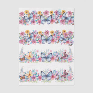 Cottagecore Floral & Butterfly Elements Decoupage Tissue Paper