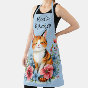 Cottagecore Floral Cat Serene Feline Botanical Apron