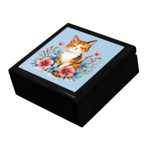 Cottagecore Floral Cat Serene Feline Botanical Gift Box