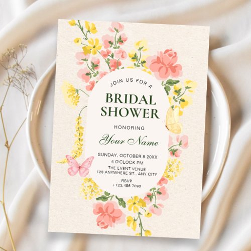 Cottagecore floral garden bridal shower invitation