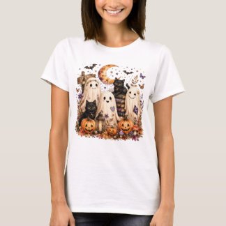 Cottagecore Floral Ghosts Halloween T-Shirt