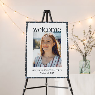 Cottagecore Floral Graduation Photo Welcome Sign