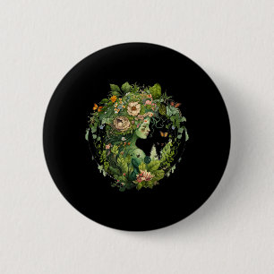 Cottagecore Floral Mother Earth Hippie Nature Eart Button