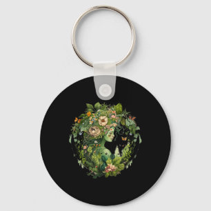 Cottagecore Floral Mother Earth Hippie Nature Eart Keychain