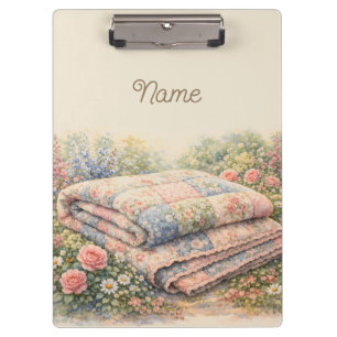 Cottagecore Floral Patchwork Quilt Watercolor Clipboard