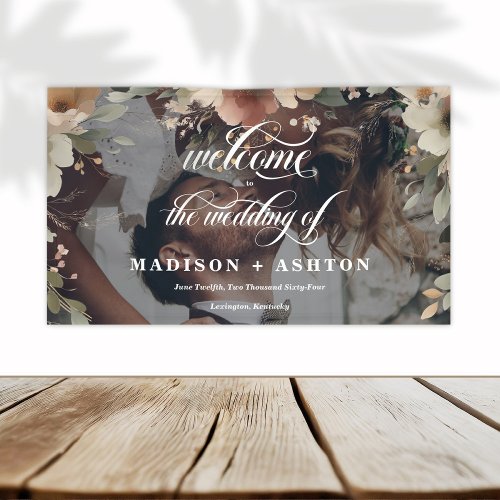 Cottagecore Floral Picture Overlay Wedding Welcome Banner