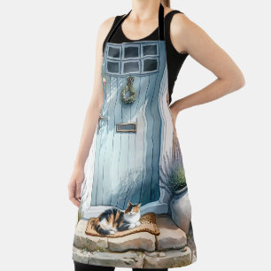 Cottagecore Floral Porch with Calico Cat Apron