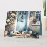 Cottagecore Floral Porch with Calico Cat