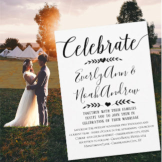 Cottagecore Folksy Typography Wedding Invitations