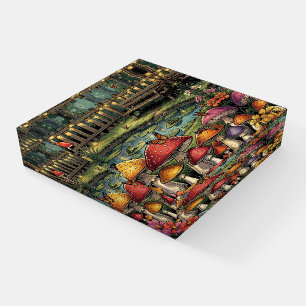 Cottagecore Forest Scene   Whimsical Mushrooms Paperweight