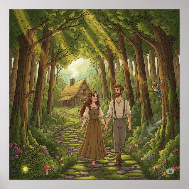 Cottagecore Forest Walk Poster (Front)