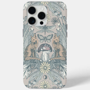 cottagecore fox damask oyster dust iPhone 15 pro max case