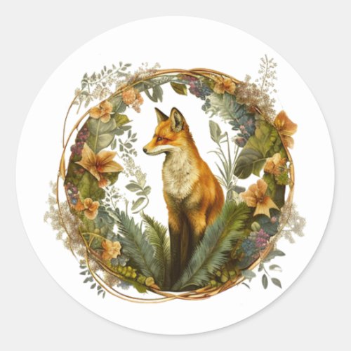 Cottagecore Fox Vintage Classic Round Sticker