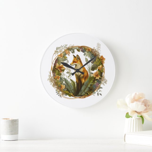 Cottagecore Fox Vintage Large Clock (Home)