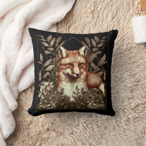 Cottagecore Fox Vintage Throw Pillow