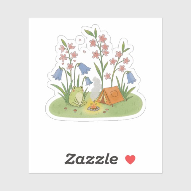 Cottagecore Frog Camping Sticker (Sheet)