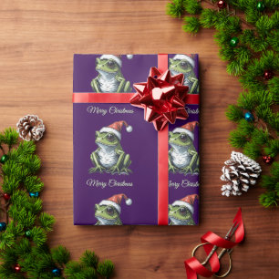 Cottagecore Frog Christmas Vintage  Wrapping Paper