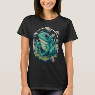 Cottagecore Frog Chubby Cute Green Frog in the For T-Shirt