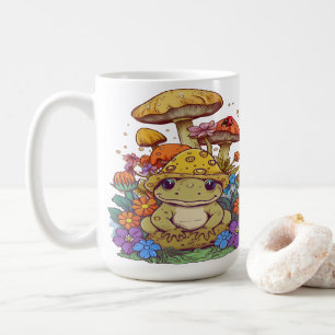 Cottagecore Frog Flowers Mushrooms Coffee Mug
