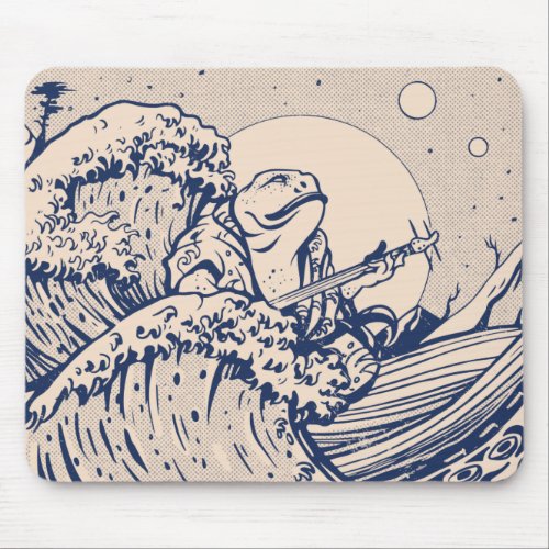 Cottagecore frog in japanese style mouse pad