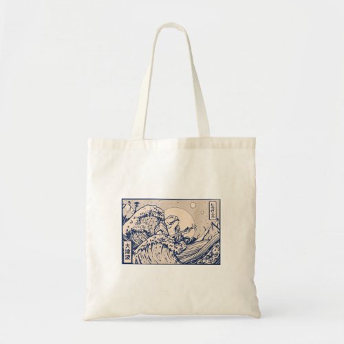 Cottagecore frog in japanese style tote bag