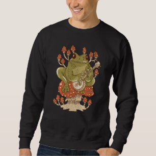 Cottagecore Frog Mushroom Banjo Flowers Forest Nat Sweatshirt