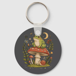 Cottagecore Frog Mushroom Toadstool Moon Forest  Keychain