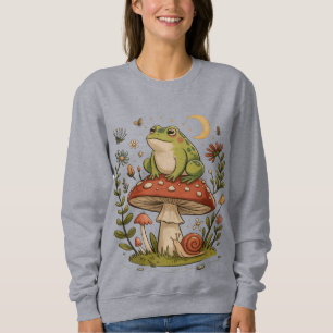 Cottagecore Frog Mushroom Toadstool Moon Forest  Sweatshirt