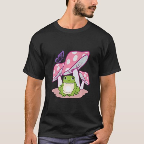 Cottagecore Frog Mushrooms Butterfly Forestcore Gr T_Shirt