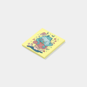 Cottagecore frog on mushroom house post-it notes