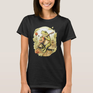 Cottagecore Frog Playing Banjo On Log Goblincore M T-Shirt