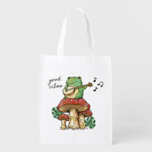 Cottagecore Frog Shopping Tote