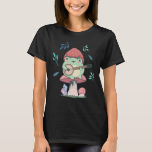 Cottagecore Frog Sitting On Mushroom Playing Banjo T-Shirt