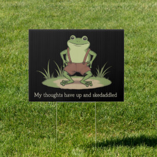 Cottagecore Frog Skedaddle Funny Sarcastic Sign