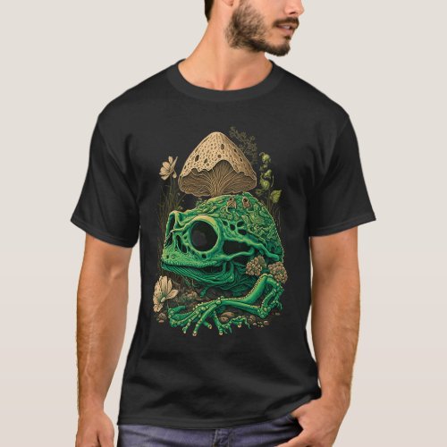 Cottagecore frog Skull Mushroom Collector Men Wome T_Shirt