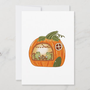 Cottagecore Frog Tea Party in Pumpkin House Art Invitation