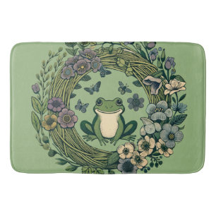 Cottagecore Frog Wildflowers Bath Mat