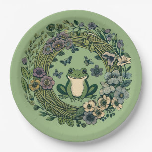 Cottagecore Frog Wildflowers Paper Plates