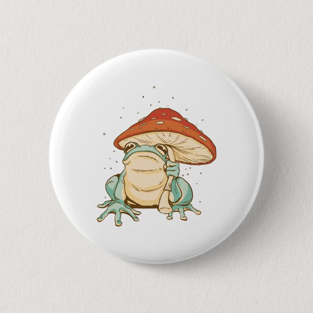 Cottagecore frog with mushroom button (Front)