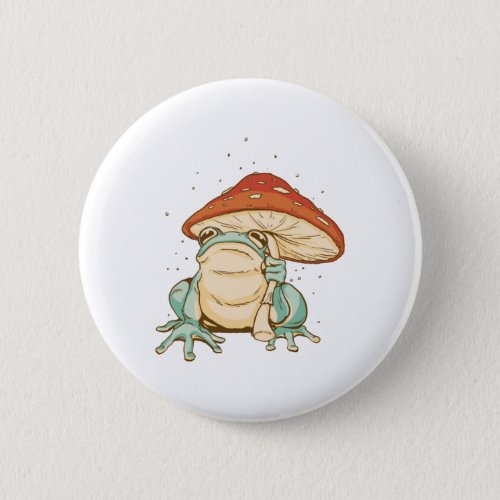 Cottagecore frog with mushroom button