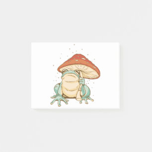 Cottagecore frog with mushroom post-it notes