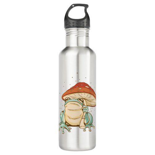 Cottagecore frog with mushroom stainless steel water bottle
