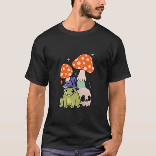 Cottagecore Frog Wizard Frog With Mushroom And Sku T_Shirt