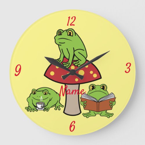 Cottagecore Frogs Thunder_Cove  Large Clock