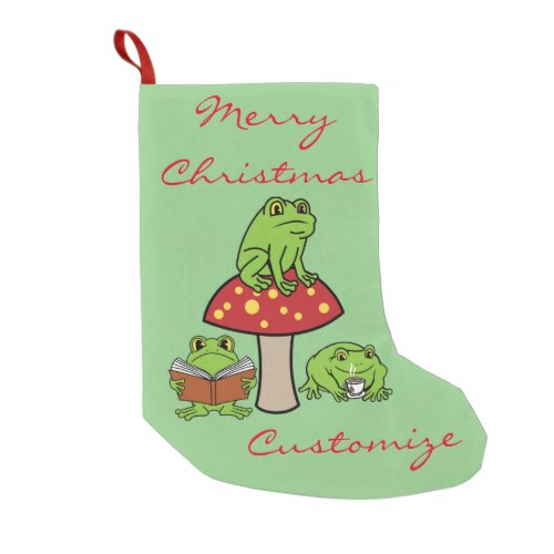 Cottagecore Frogs Thunder_Cove Small Christmas Stocking