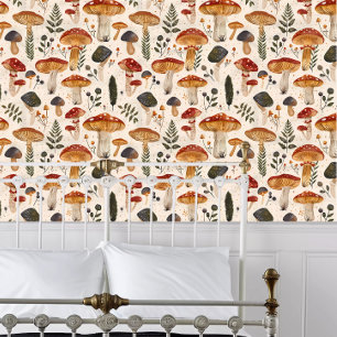 Cottagecore Funky Watercolor Mushrooms Wallpaper