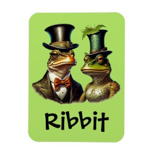 Cottagecore Funny Victorian Frog Couple Ribbit Magnet