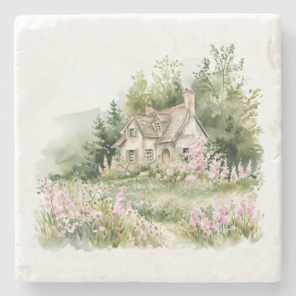 Cottagecore Garden Cottage  Stone Coaster